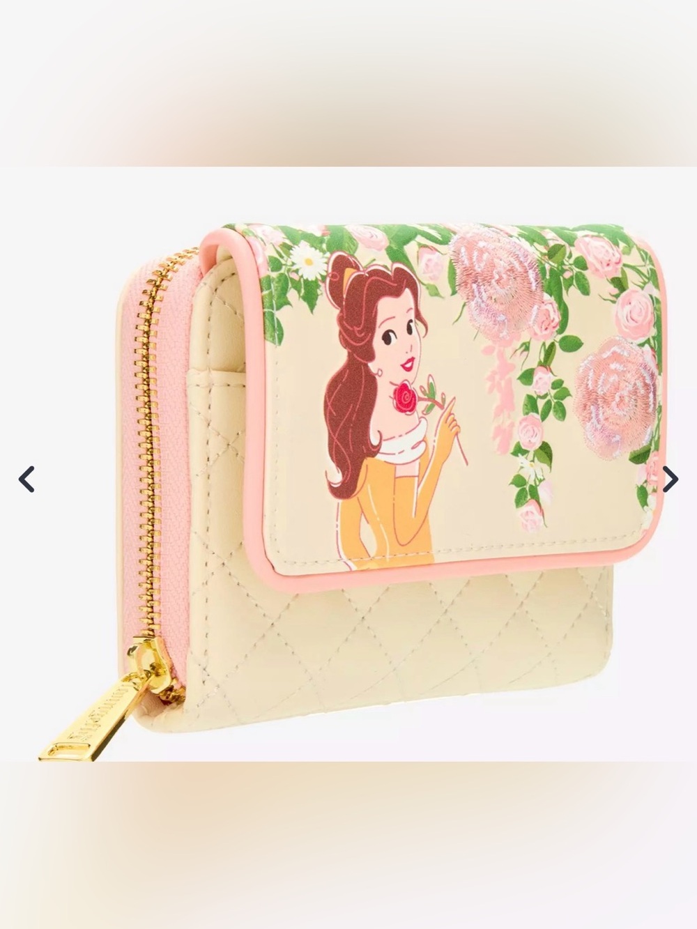NEW w Tags Disney Princess Belle Tea Time Beauty & Beast Roses Floral Wallet BL